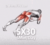 a picture of a man doing 5x30 5 min / day