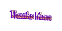 a purple and yellow logo that says ' thanks mam ' on a white background