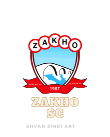 a logo for zakho sc with a red ribbon around it