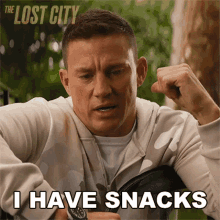 I Have Snacks Channing Tatum GIF - I Have Snacks Channing Tatum The Lost City GIFs