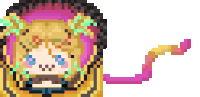 a pixel art of a girl with headphones and a tail
