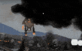 a helicopter is flying through the air with smoke coming out of it and the letters a1 and a2 visible