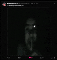 a twitter post by roy mysterious shows a screaming face