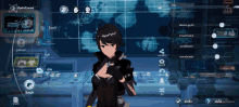 a screenshot of a video game in a foreign language shows a girl with a gun in her hand
