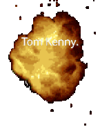 a pixel art of an explosion with the name tom kenny written on it