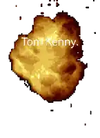 a pixel art of an explosion with the name tom kenny written on it