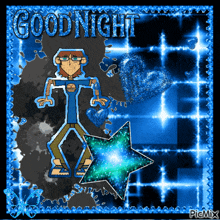 a picture of a cartoon character with the words good night on it
