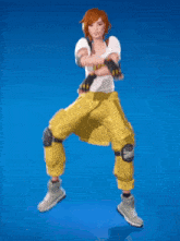 a cartoon character is jumping in the air while holding a controller