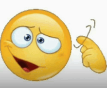 a yellow smiley face is holding a needle in its mouth