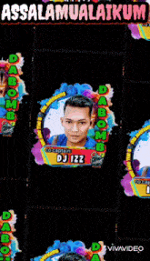 a colorful image of a man with the words assalamualaikum in the upper right corner