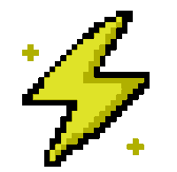 a pixel art drawing of a yellow lightning bolt on a white background