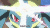 a close up of a pokemon with the words evolusi megal written on the bottom