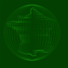 a green background with a circle that looks like a globe
