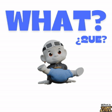 a cartoon character is doing a handstand with the words what que behind him