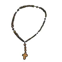 a cartoon drawing of a rosary in the shape of a heart