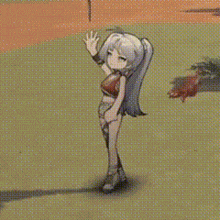 a girl in shorts is holding a stick in her hand .