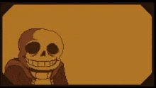 a pixel art of a skeleton with a mohawk and a lightning bolt coming out of his head .
