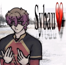 a drawing of a boy with sybau written on the bottom