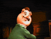 a close up of a cartoon character playing a piano