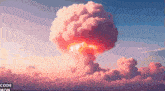 a pixel art of a nuclear explosion with the words code mon underneath it