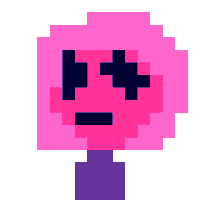 a pixel art drawing of a dead balloon with a smiley face on it .