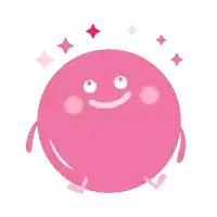 a cartoon illustration of a pink circle with a smiling face