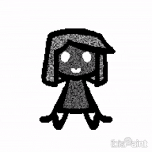a black and white drawing of a chair with ibis paint written underneath it