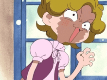a cartoon character making a funny face with her tongue hanging out