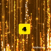 a yellow square with a black number four on it