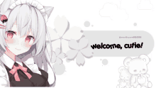 white anime cute welcome