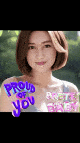 a woman with the words proud of you on her chest