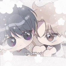 a couple of anime characters with valdan written on the bottom right