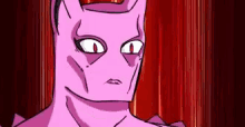 king crimson from jojo 's bizarre adventure is making a funny face with his eyes closed .