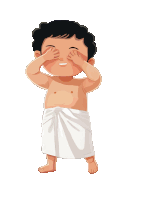 a cartoon illustration of a boy wrapped in a white towel