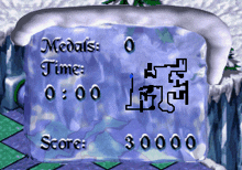 a screenshot of a video game with medals time and score displayed