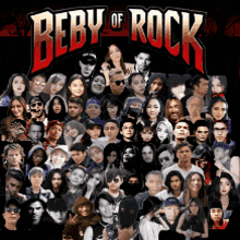 a group of people are gathered in front of a sign that says baby of rock