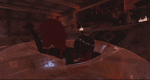 a girl is laying on her stomach in a large bubble