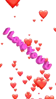 a bunch of red hearts with the words " i love you " on them