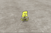 a pixel art drawing of a yellow cartoon character