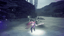 a person in a video game with a sword