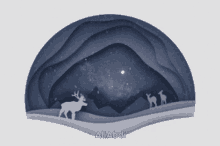 a paper cut illustration of a deer and two deer with the name aliabadi written on the bottom