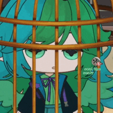 a cartoon character with green hair is in a cage with the words seal the sealy written on it