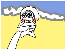 a pixel art drawing of a person with the word coca cola on the top