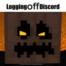 a minecraft screenshot of a pumpkin with a yellow eye and mouth .