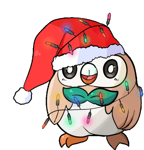 Rowlet Christmas Sticker - Rowlet Christmas Pokemon Stickers