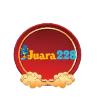 a red circle with the words juara 228 in blue letters