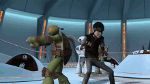 Casey And Mikey Rock GIF - Teenage Mutant Ninja Turtles Yes Fistbump GIFs