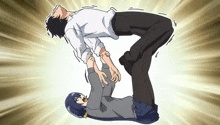 a cartoon of a man holding a woman in the air