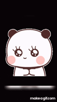 a cartoon bear says how much do you love me on a black background