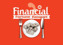 financial fortune banquet money food plate spoon